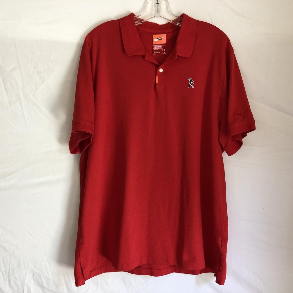 Nike Polo‎ Shirt Mens XL Red The Nike Polo Dri-FIT Tiger Woods Logo